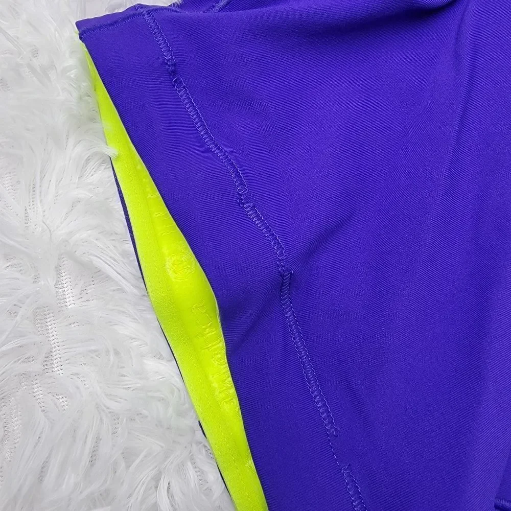 💜 Lululemon Velo Vixen Padded Purple Polka Dot Waistband Cycling Shorts Size 10